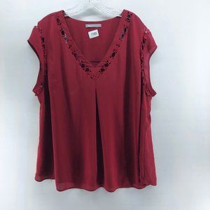 Daniel Raine maroon chiffon Short Sleeve Shirt| Size 2X